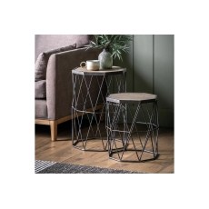 Gallery Direct Marshal Wood & Metal Set Of 2 Side Tables Gallery Direct Marshal Wood & Metal Set Of 2 Side Tables