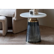Gallery Direct Seville Blue Glass and Marble Top Side Table Gallery Direct Seville Blue Glass and Marble Top Side Table