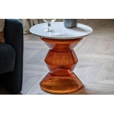 Gallery Direct Turin Orange Glass and Marble Top Side Table Gallery Direct Turin Orange Glass and Marble Top Side Table