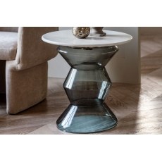 Gallery Direct Turin Smoke Grey Glass and Marble Top Side Table Gallery Direct Turin Smoke Grey Glass and Marble Top Side Table
