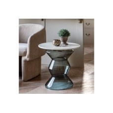 Gallery Direct Turin Smoke Grey Glass and Marble Top Side Table Gallery Direct Turin Smoke Grey Glass and Marble Top Side Table