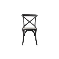Gallery Direct Set of 2 Cafe Black Oak Dining Chairs with Linen Seat