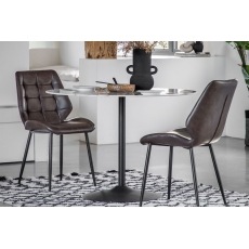 Gallery Direct Set of 2 Manford Leather Dining Chairs in Brown