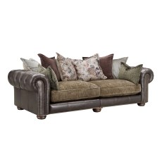 Atlantis Fabric & Leather Mix Pillow Back 3 Seater Sofa
