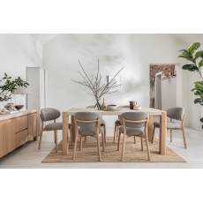 Arlo Natural Oak 190cm Dining Table with Travertine Ceramic Top