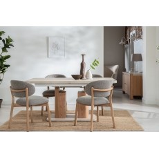 Arlo Natural Oak 160-200cm Extending Dining Table with Travertine Ceramic Top