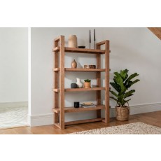 Oakley Reclaimed Wood Open Display Bookcase in Rustic Buff Finish