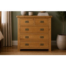 Salisbury Waxed Premium Oak 2 Over 3 Chest Of Drawers