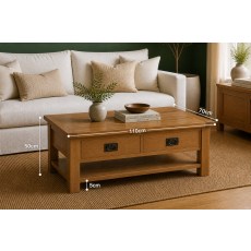 Salisbury Waxed Premium Oak Large Coffee Table With Drawer And Shelf - Self Assembly Salisbury Waxed Premium Oak Large Coffee Table With Drawer And Shelf - Self Assembly