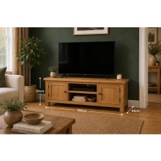 Salisbury Waxed Premium Oak Extra Large Media Stand Salisbury Waxed Premium Oak Extra Large Media Stand