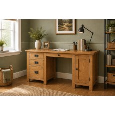 Salisbury Waxed Premium Oak Double Desk Salisbury Waxed Premium Oak Double Desk