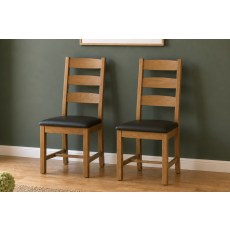 Salisbury Waxed Premium Oak Slatted Dining Chair With Pu Seat (Pair) Salisbury Waxed Premium Oak Slatted Dining Chair With Pu Seat (Pair)