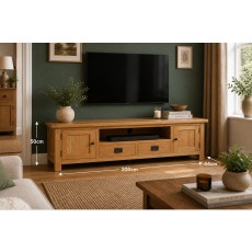 Salisbury Waxed Premium Oak Extra Large Low Line Media Tv Stand Salisbury Waxed Premium Oak Extra Large Low Line Media Tv Stand