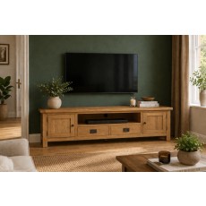 Salisbury Waxed Premium Oak Extra Large Low Line Media Tv Stand Salisbury Waxed Premium Oak Extra Large Low Line Media Tv Stand