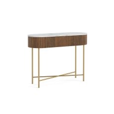 Harvard Reeded Mango Wood Console Table with Marble Top Harvard Reeded Mango Wood Console Table with Marble Top