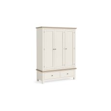 Modern Country Painted Oak Coconut White Triple Wardrobe