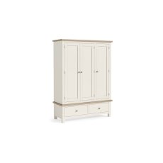 Modern Country Painted Oak Coconut White Triple Wardrobe