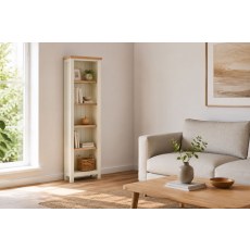Modern Country Painted Oak Coconut White Slim Bookcase Modern Country Painted Oak Coconut White Slim Bookcase
