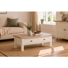 Modern Country Painted Oak Coconut White Coffee Table with Drawer Modern Country Painted Oak Coconut White Coffee Table with Drawer