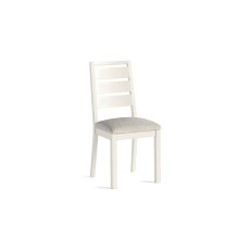 Modern Country Painted Oak Coconut White Dining Chair with Boucle White Seat (Pair) Modern Country Painted Oak Coconut White Dining Chair with Boucle White Seat (Pair)