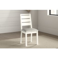 Modern Country Painted Oak Coconut White Dining Chair with Boucle White Seat (Pair) Modern Country Painted Oak Coconut White Dining Chair with Boucle White Seat (Pair)