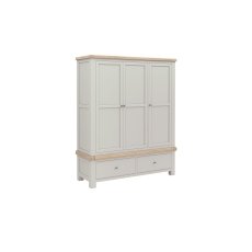 Salcombe Painted Oak Stone Grey Triple Wardrobe