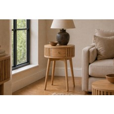 Soho Natural Oak Slatted Round Side Table Soho Natural Oak Slatted Round Side Table