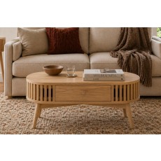 Soho Natural Oak Slatted Oval Coffee Table Soho Natural Oak Slatted Oval Coffee Table