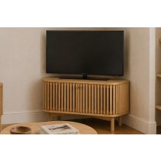 Soho Natural Oak Slatted Corner TV Unit Soho Natural Oak Slatted Corner TV Unit