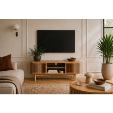 Soho Natural Oak Slatted Small TV Unit Soho Natural Oak Slatted Small TV Unit