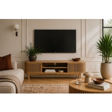 Soho Natural Oak Slatted Large TV Unit Soho Natural Oak Slatted Large TV Unit