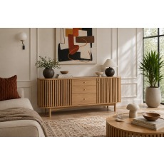 Soho Natural Oak Slatted Sideboard with Drawers Soho Natural Oak Slatted Sideboard with Drawers