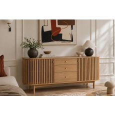 Soho Natural Oak Slatted Sideboard with Drawers Soho Natural Oak Slatted Sideboard with Drawers