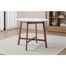 Gallery Direct Barcelona Dark Wood Round Dining Table with Marble Top