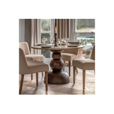 Gallery Direct Sculpt Mango Wood Round Dining Table with Travertine Top