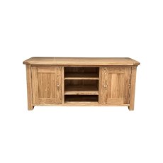 Largo Rustic Solid Oak Large TV Unit with Wood Doors Largo Rustic Solid Oak Large TV Unit with Wood Doors