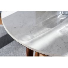Gallery Direct Barcelona Dark Wood Round Dining Table Set with Marble Top & 4 Chairs
