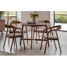 Gallery Direct Madrid Walnut Round Dining Table Set & x4 Dining Chairs