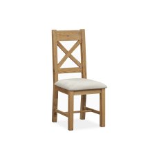 Tewkesbury Smoked Oak Upholstered Cross X Back Dining Chair (Pair) Tewkesbury Smoked Oak Upholstered Cross X Back Dining Chair (Pair)