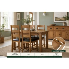Salisbury Waxed Premium Oak Compact Ext Dining Table Set + 4 Slat Back PU Chairs Salisbury Waxed Premium Oak Compact Ext Dining Table Set + 4 Slat Back PU Chairs