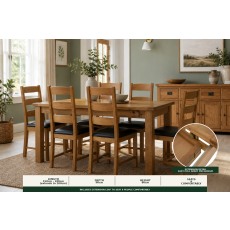 Salisbury Waxed Premium Oak Small Ext Dining Table Set + 6 Slat Back PU Chairs Salisbury Waxed Premium Oak Small Ext Dining Table Set + 6 Slat Back PU Chairs