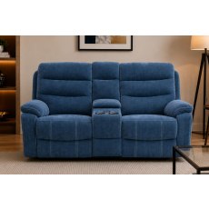 Halo Tech Fabric 2 Seater Power Head Tilt Recliner Sofa with Console