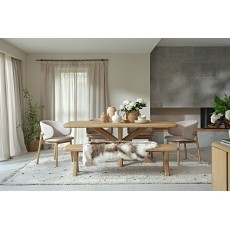 Flynn Natural Oak 240cm Star Base Dining Table Set Inc 220cm Bench & 4 Noah Chairs Flynn Natural Oak 240cm Star Base Dining Table Set Inc 220cm Bench & 4 Noah Chairs
