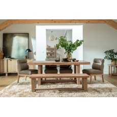 Oakley Reclaimed Wood 160-200cm Extending Dining Table Set in Rustic Buff Finish