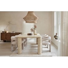 Ida Travertine Stone 150cm Dining Table Set with 4 Georgia Chairs Ida Travertine Stone 150cm Dining Table Set with 4 Georgia Chairs
