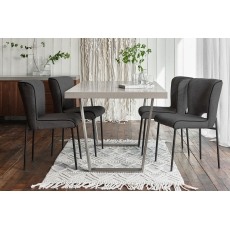 Petra Industrial 160cm Dining Table Set & 4 Maya Dark Grey Chairs