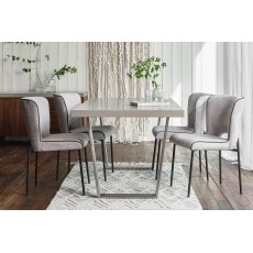 Petra Industrial 160cm Dining Table Set & 4 Maya Light Grey Chairs