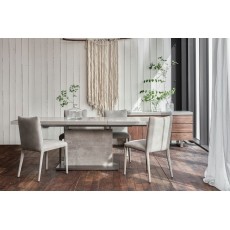 Petra Industrial Ext 160-220cm Dining Table Set & 4 Lucas Misty Grey Chairs