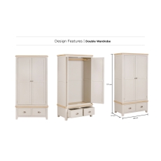 Windermere Painted Oyster Grey Oak Double Wardrobe