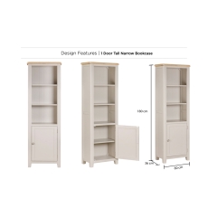 Windermere Painted Oyster Grey Oak Tall Narrow Bookcase Windermere Painted Oyster Grey Oak Tall Narrow Bookcase